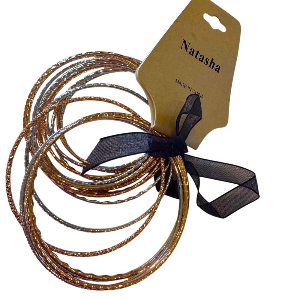 Natasha Accessories Bangle Set of 18 Color Multi Rose Gold Tone Silver Tone
